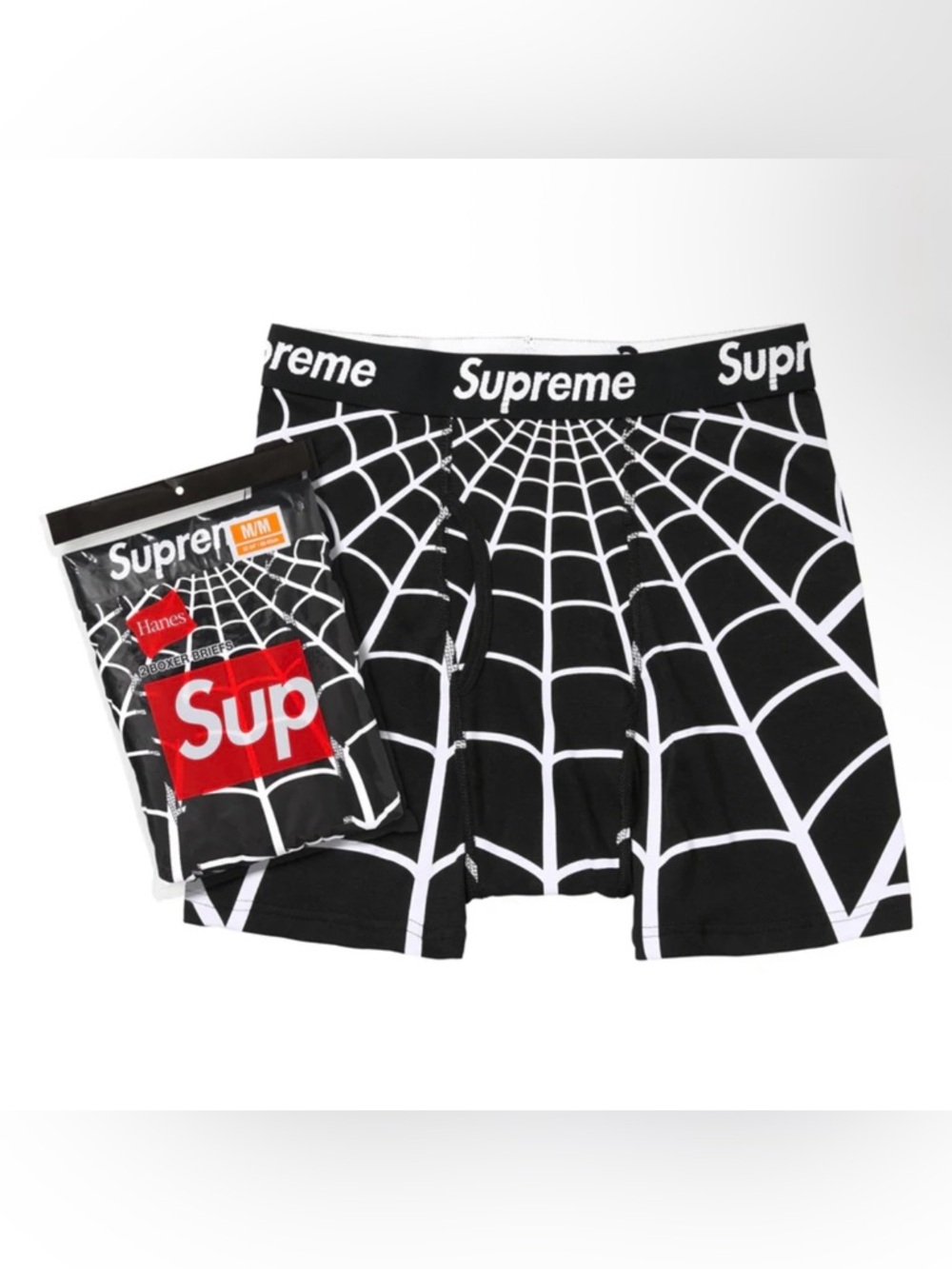 Supreme Hanes Black Spiderweb Boxer Briefs 2 pack